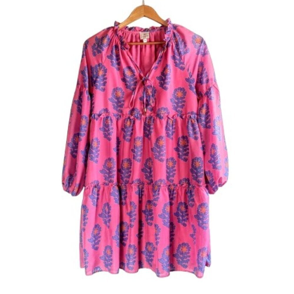 J. Marie Pink Blue The Piper Floral Babydoll Dress - Picture 2 of 5